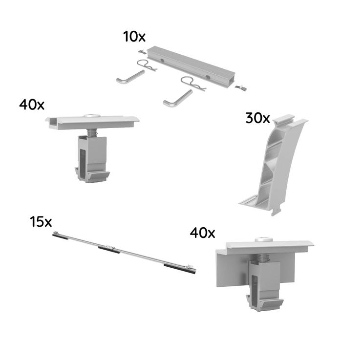 UK Paket für 20 Module von K2, D-Dome, Flachdach, silber