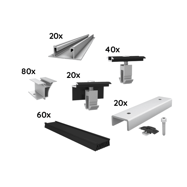 UK Paket für 20 Module von K2, Dome Zero, Flachdach, schwarz